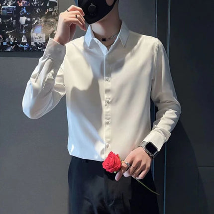 Men's Shirt for Office Formal Black Male Shirts Dress Plain Regular Fashion Man 2024 Cheap Brand Original with Sleeves Button Up