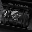 4/5PCS Fashion Men's Watches Man Business Quartz Wristwatch Vintage Leather Bracelets Set Reloj Hombre（Without Box）