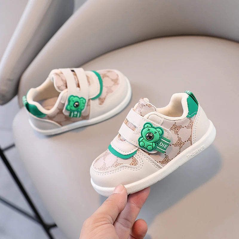 1 pairs Baby Shoes Spring New Baby Soft Sole Versatile  kid's Walking Shoes Little Bear Girls Sports Shoes Cartoon Casual Shoes