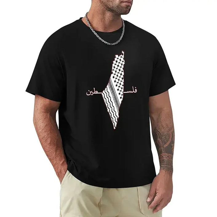 T Shirts for Women Clothing Kids Palestine Map Print Short Sleeve Cotton T-Shirt For Men Arabic Shemagh Palestine Flag 72710