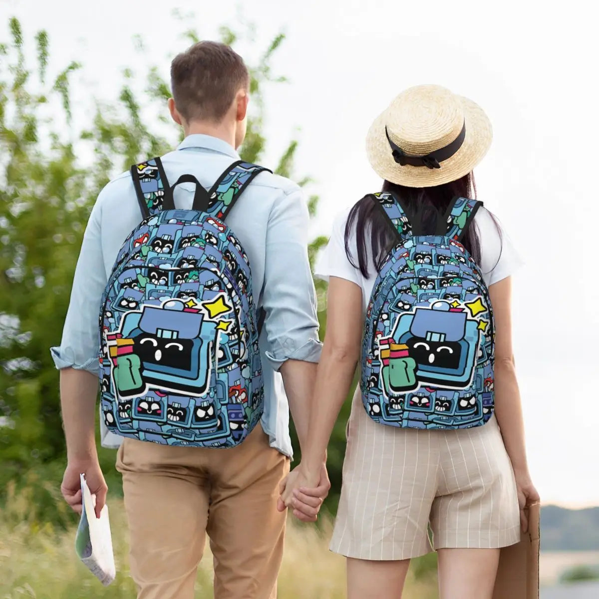 Brawleds Funny Game Backpack for Men Women Casual High School Business Daypack Laptop Shoulder Bag with Pocket
