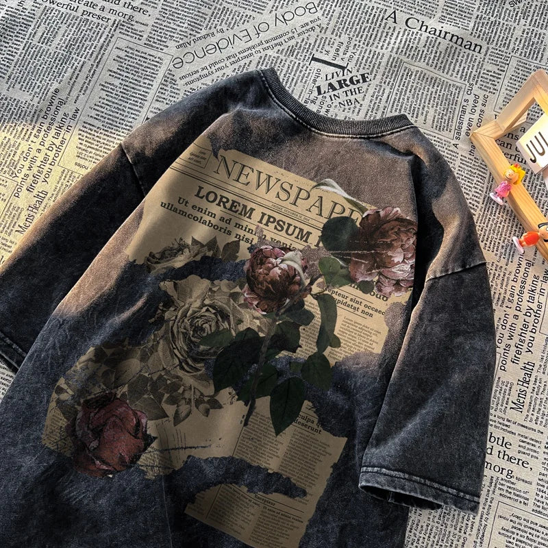 Men's T-Shirt High Quality Printed Male Clothing Fashion Casual Short Sleeved Loose Oversized Shirt Street Harajuku Tops Tees