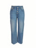 Summer New Women's Jeans Loose Casual Versatile Simple Slim Multi Button Denim Straight Leg Trousers Ankle Length Pants TC010200