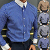 Men Casual Striped Shirt Slim Fit Long Sleeve Formal Business Dress Shirt Top Collared Male Striped Shirt