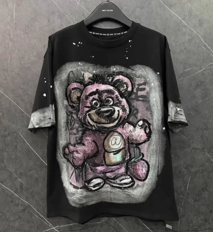 Popular Short-Sleeved T-shirt 2024 New Winter Cartoon Sequins Design Sense Women's Kawaii Clothes Top Fashion Brand Cute Tees