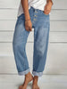 Summer New Women's Jeans Loose Casual Versatile Simple Slim Multi Button Denim Straight Leg Trousers Ankle Length Pants TC010200