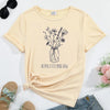 Women's T-shirt Flowers Pattern Print Round Neck Casual Streetwear Comfortable Breathable Female Clothing Top Tees Hot Sales
