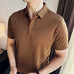 Men Polo Shirt 2025 Summer New Ice Silk Light Thin Traceless Solid Casual Elastic Slim Fit Short Sleeved T-shirt Men Clothing