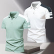 Men's POLO shirt, summer ice silk high-end business casual short sleeved T-shirt, solid color thin pure cotton lapel top