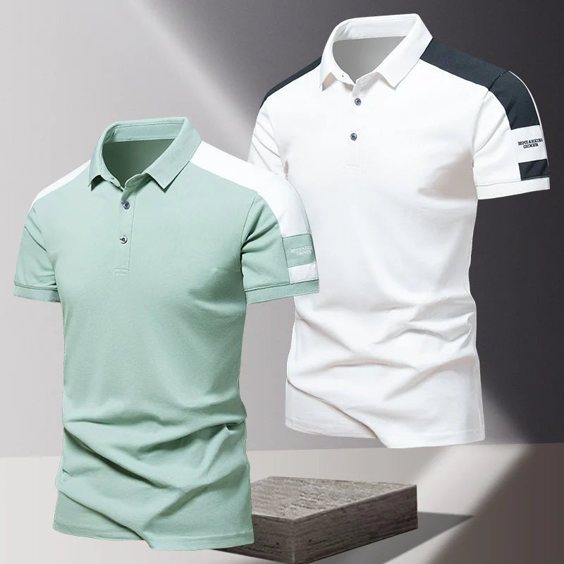 Men's POLO shirt, summer ice silk high-end business casual short sleeved T-shirt, solid color thin pure cotton lapel top