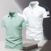 Men's POLO shirt, summer ice silk high-end business casual short sleeved T-shirt, solid color thin pure cotton lapel top