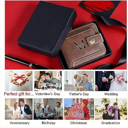 Men Leather Gift Idea for Husband BF Personalized Father's Day Gift Men Wallet Custom Engraved Birthday/Anniversary Wallets
