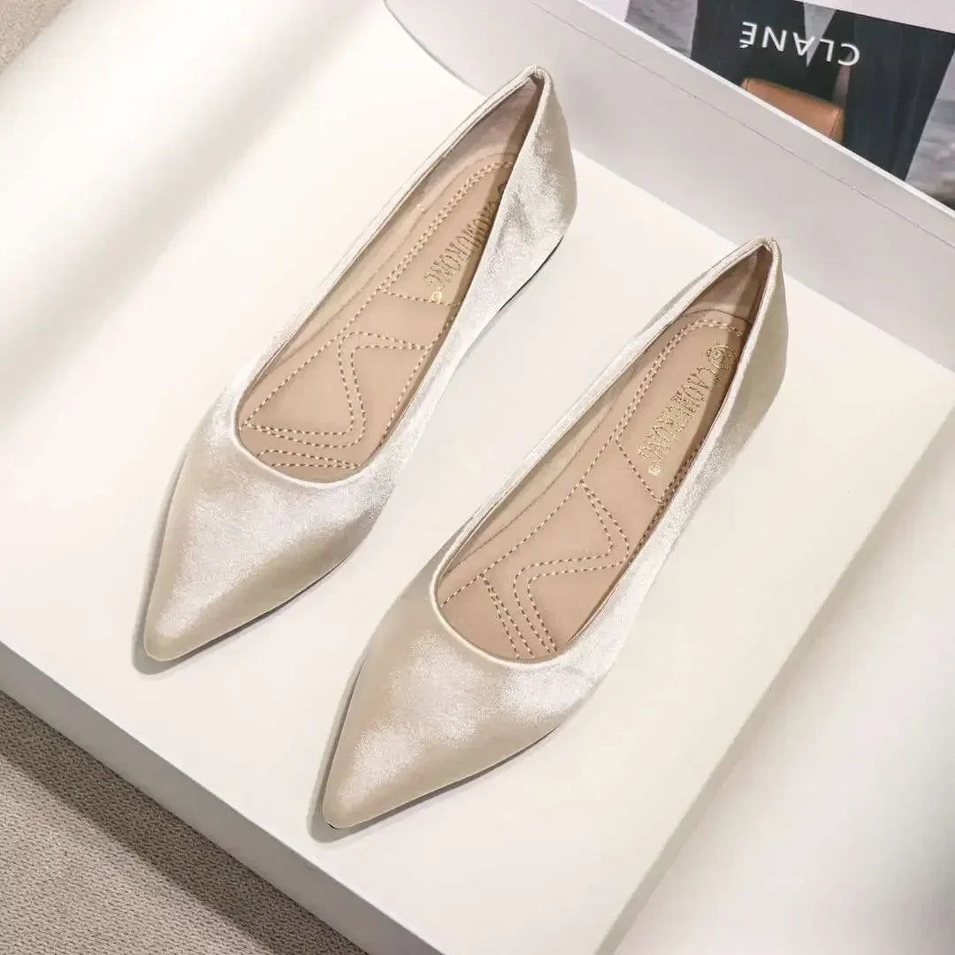 Ladies Footwear Low Heel Elegant Office Non Slip Women's Flat Shoes Casual Summer 2024 Comfortable Young Social 2025 New In