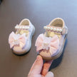 Baby Girls Walking Shoes with Big Bow Bear Children Princess Shoes Soft Sole Round Toe 2025 New Fashion Kids Flat Shoes Non-slip