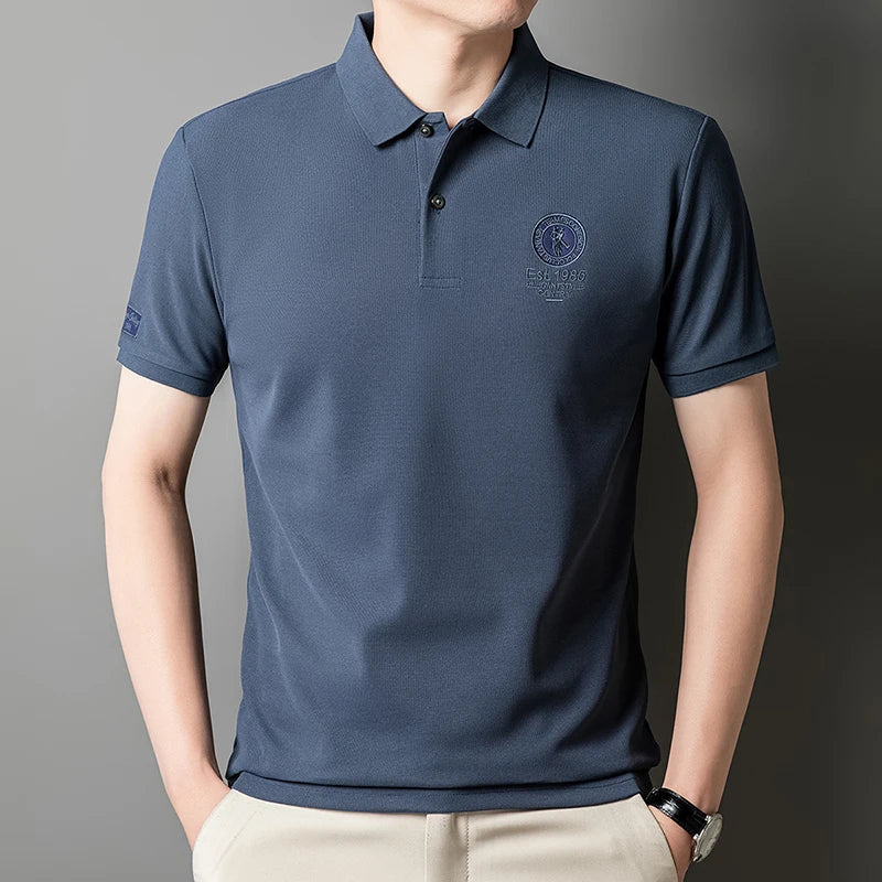 The 2025 new men's top POLO shirt is comfortable for work, meetings, casual outdoor, breathable, sweat-absorbent, simple and ele