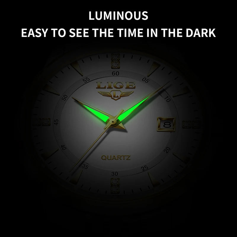 LIGE New Waterproof Watches Women Fashion Women's Bracelet Watch Top Brand Luxury Date Quartz Watch for Women Relogio Feminino