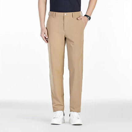 Men's Solid Color Business Casual Straight Leg Pants Summer Spring Fashionable Versatile Khaki Black Gray