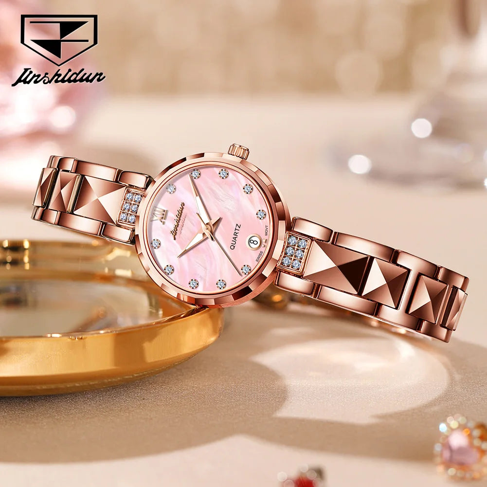 JSDUN Elegant Luxury Watches for Women High Quality Original Tungsten Steel Waterproof Quartz Fashion Trend Design Ladies Watch