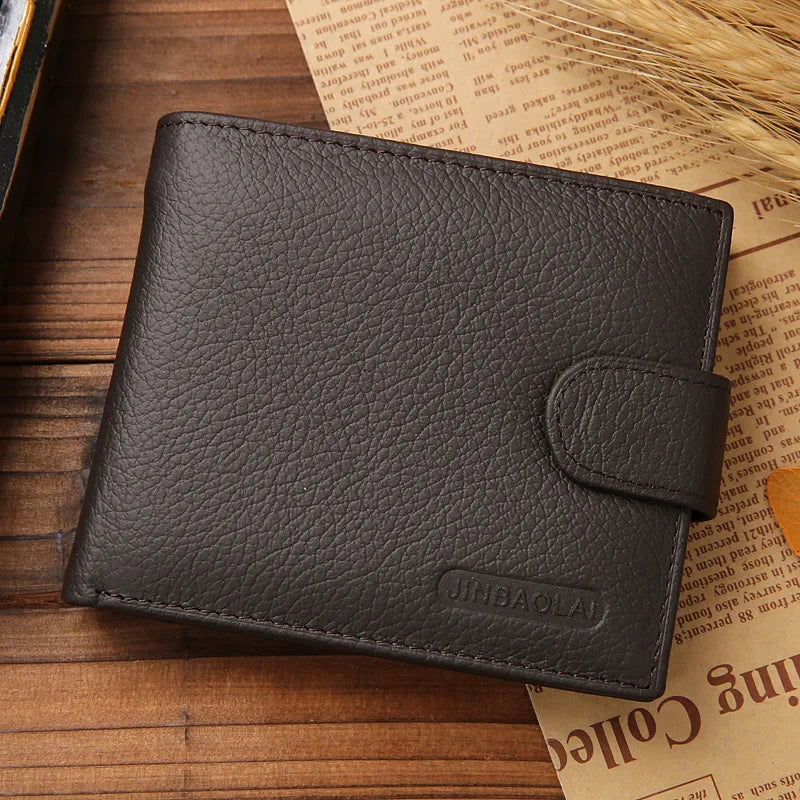 Wallet men's clip-on cowhide wallet men's 2023 coin purse small clutch bag men's coin purse coin purse short wallet