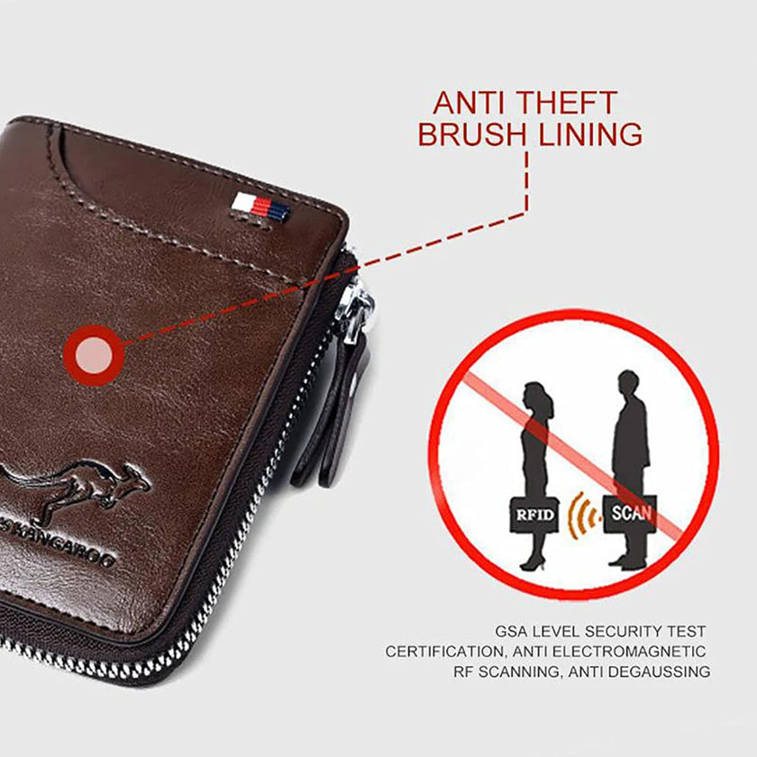 Wallet Leather Business Card Holder Zipper Purse Luxury Wallets for Men RFID Protection Purses Carteira Masculina Luxury.-A-DH