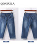 Woman's Jeans Black Denim Pants Ladies Cropped Trousers Skinny  Knee Length Jeans Women Elastic High Waist Mom Jeans Oversize